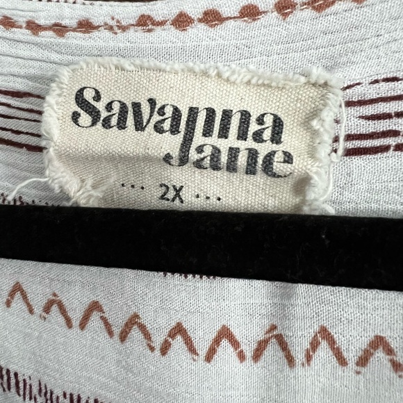 Savannah Jane Boho Bib Embroidery Blouse Ivory Mocha size 2X - Picture 5 of 10